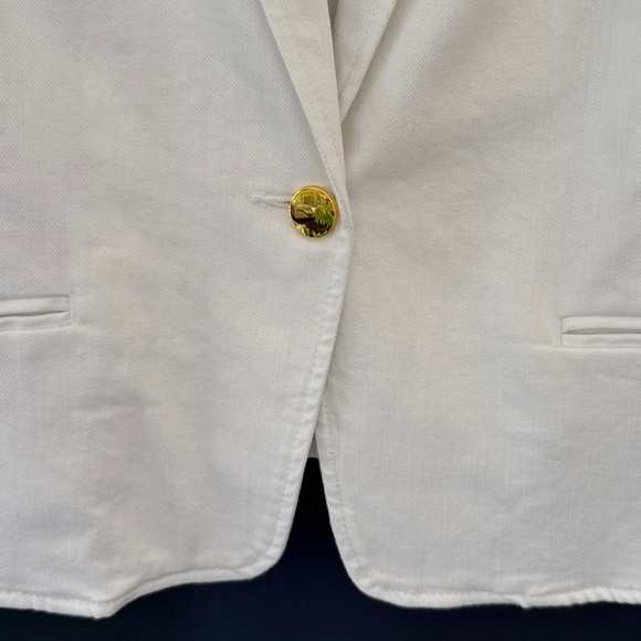 INC International Concepts White Denim Single Button Blazer - Size Medium - Picture 8 of 11